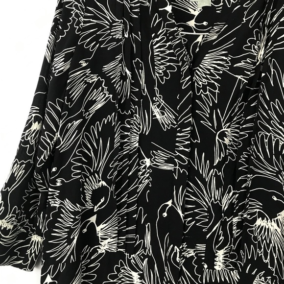 Anthropologie Pintucked Tunic Blouse Black Birds - Picture 5 of 5